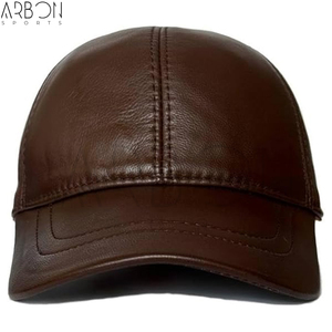 High-Quality Custom Logo Premium Durable Water-Resistant Stylish Casual Wear Genuine Leather Baseball Cap For Men and Women - Product Image 3