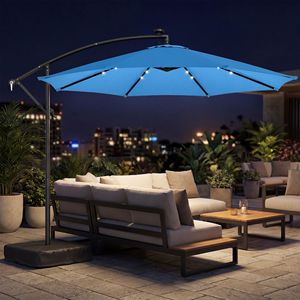 Ombrellone a braccio laterale Lake Blue da 3 metri con copertura protettiva solare leggera e design elegante per uso esterno - Product Image 2