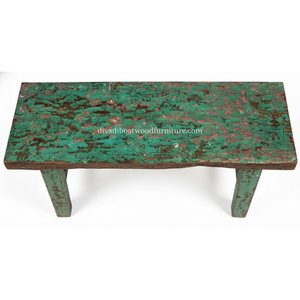 Banc Rita en bois de bateau récupéré, couleur naturelle, design éco-responsable et durable, fait main, petit tabouret en bois pour l'intérieur et l'extérieur - Product Image 5