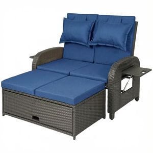 Navy Blue <b>Outdoor</b> Lounge Chair <b>Sofa</b> <b>Bed</b> for Garden Use - Product Image 5