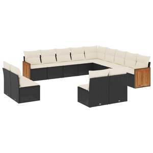 Grand ensemble de canapés de jardin modulaires en rotin PE noir, élégant et durable, mobilier d'extérieur - Product Image 2
