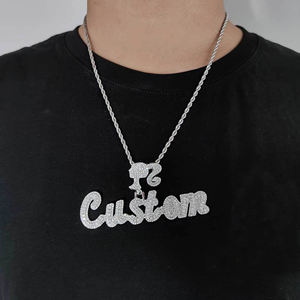Pendentif personnalisé en lettres cursive avec moissanite, en argent, style Hip Hop, breloque de luxe glacée, unisexe, certifié GRA, pour fêtes et événements, tendance - Product Image 4
