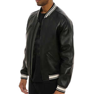 แจ็คเก็ต Varsity Letterman แขนหนัง ปักโลโก้ตามสั่ง สำหรับผู้ชาย - Product Image 1