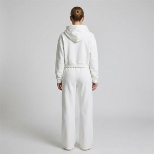 <b>White</b> Color Screen Printing Sweat Suit <b>Joggers</b> Trouser Tracksuit Cropped Women Sexy Clubwear Baggy Zipper Rhinestone Track Suits - Product Image 6