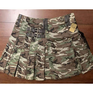 Kilt en toile à motif camouflage pour homme avec accents en cuir personnalisés, vente en gros 2026 - Product Image 1