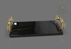 Plateau de service de luxe en acier inoxydable écologique avec poignées, design carré décoratif, idéal pour les cadeaux d'affaires - Product Image 3