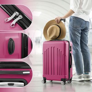 FCH Curved Vertical Stripe 3-in-1 Trolley Case Smoky Purple Versatile Luggage Set - Product Image 4