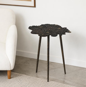 Trending Hammered Design <b>Copper</b> Antique Finished Aluminum metal Coffee <b>Table</b> Side <b>Table</b> Set With 3 Legs for Standing Use - Product Image 4