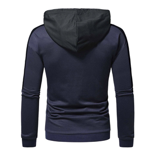 Men's <b>Navy</b> Blue Hooded <b>Sweatshirt</b> Regular Fit Casual Knitted 100% Cotton Spring Wear Pocket Breathable Quick Dry Fleece - Product Image 3