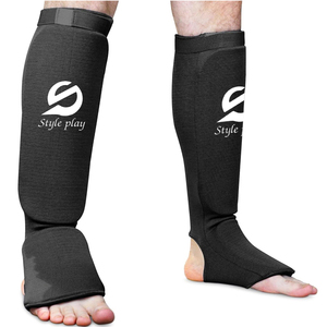 Protège-tibias et cou-de-pieds de combat professionnels en PU de qualité supérieure, antidérapants, légers, à compression, pour une protection complète en entraînement - Product Image 1