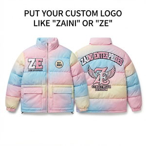 ZAINI 500 GSM Waterproof Windproof Polyester Puffer <b>Jacket</b> Pastel Multicolor <b>Quilted</b> Panel Camouflage <b>Pattern</b> Custom Logo - Product Image 1