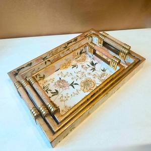 Enamel Coated Steel Serving Tray Retro Enamel Tea Tray Decorative Enamel Display Tray Oval Shape Enamel Tray - Product Image 1