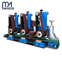 Machine de polissage double/triple station en acier inoxydable personnalisable avec bande abrasive et roue de contact pour pièces métalliques 200 mm