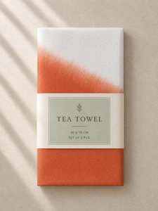 Essuie-tout de cuisine en lin dégradé orange |   Essuie-vaisselle en lin uni teint |   Serviette de cuisine en lin de qualité supérieure - Product Image 3