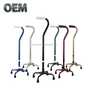 OEM/ODM Taiwan Premium Quality Aluminum Alloy Four Legs Light Weight Foldable Outdoor <b>Walking</b> <b>Stick</b> Cane Elderly Products - Product Image 1