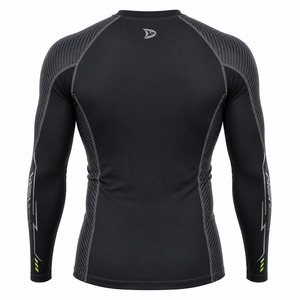 Maillot de bain à manches longues pour homme, noir, en nylon et polyester, respirant, séchage rapide, adulte, 220g, impression du logo sur le devant - Product Image 2