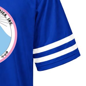 Camiseta Deportiva con Cuello en V y Escudo Bordado de Jack & Jill en Azul Rey, Manga Corta, Franja Blanca, Uniforme Deportivo para Equipo - Product Image 5