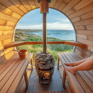 Luxuriöse Rotzedern-Sauna für 4-6 Personen mit Panorama-Glasfenster, Traditionelle Outdoor-Dampfsauna aus Holz für den Garten - Product Image 4