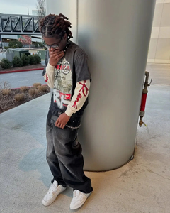 Camiseta Oversize Y2K con Logo Personalizado para Hombre, Estampado de Letras, Estilo Casual Holgado, Conjunto de Dos Piezas, Tendencia Streetwear 2026 - Product Image 2