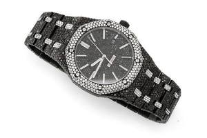Bijoux noirs de l'océan A.P. Montre de luxe à la mode en alliage de moissanite VVS 20 mm avec cadran en verre bicolore pour hommes à bas prix - Product Image 4