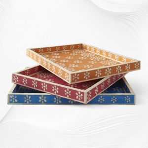 New Eco-Friendly Deluxe Bone Inlay Serving Tray Elegant Dish Plates & <b>Coasters</b> for Eid Home Decor Gift Ramadan - Product Image 4