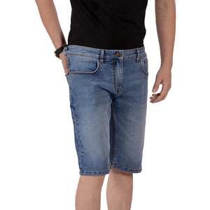 Shorts en jean pour homme, coupe bootcut, taille mi-haute, extensible, déchiré, coupe slim, noir, tissé, style mode, pour l'hiver - Product Image 3