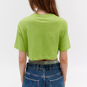 Latest Design Eco-Friendly Casual Outdoor Use Women's <b>Crop</b> <b>Top</b> Stand Solid Color 100% Cotton Comfortable Breathable Summer - Product Image 4