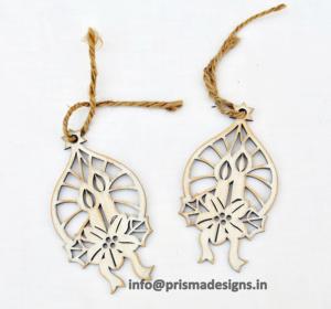 Ornements de Noël en bois découpés au laser, décorations rustiques à suspendre pour les fêtes, artisanat DIY, boules de Noël pour l'arbre, vente en gros, lot de 10 ornements - Product Image 1