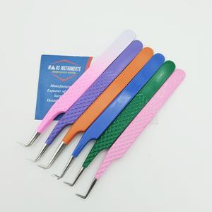 Pince à épiler d'extension de cils violets de haute précision pointe en fibre antidérapante en acier inoxydable pince à épiler à volume mince à 90 degrés utilisation facile - Product Image 3