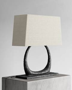 Lámpara de Mesa Moderna Minimalista de Hierro, Diseño Geométrico, Base Negra, Pantalla de Tela Crema, Decoración para Sala de Estar Interior, 100% Hecha a Mano, Diwali - Product Image 3