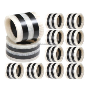 Round Wood Eco-friendly Durable Napkin Rings Set | Modern Marbled Table Decor - Product Image 4