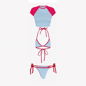 Conjunto de Bikini con Estampado Tropical de Spandex/Poliéster OEM, Conjunto Coordinado con Logotipo Personalizado, Traje de Baño para Mujer, Ecológico, MOQ Bajo - Product Image 3