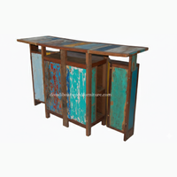 Ensemble de bar en bois de bateau recyclé et récupéré, table de bar pour la maison, bar commercial, extérieur, hôtel, cuisine, pliable, durable, écologique