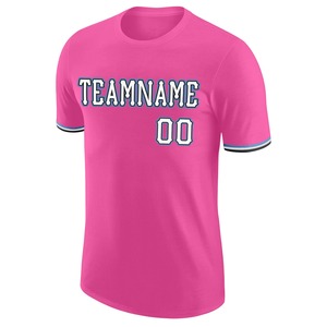 Nouveau design T-shirt rose d'équipe avec impression personnalisée du nom et du numéro, coupe athlétique, col rond, manches courtes, maillot pour hommes et femmes - Product Image 3