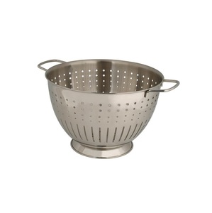 Polished Stainless Steel Metal <b>Colander</b> For Elegant Kitchen Use With Pasta Fruits Vegetables And Rice Preparation - Product Image 3