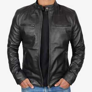 Veste en cuir pour homme, simple, en cuir de mouton véritable à 100%, avec impression personnalisée, chaude pour l'hiver. - Product Image 3