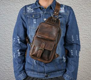 Bolso Bandolera Retro de Cuero Genuino de Alta Calidad para Hombre, Bolso de Hombro Cruzado Vintage, Bolso de Mensajero para Boda, Cumpleaños, Viajes - Product Image 2