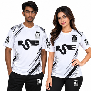 T-shirt col rond pour homme, 220 grammes, coupe ample, sportif, en jersey non tissé, teint en fil, imprimé numériquement, vierge, 100 % polyester, écologique - Product Image 1