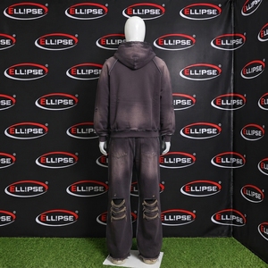 Conjunto de chándal con capucha de 420 g/m² con lavado ácido, estilo streetwear, estampado, oversize, personalizado para fabricantes - Product Image 2