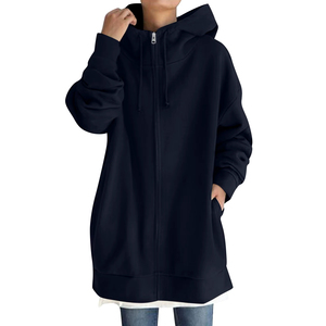 Sudadera con capucha para mujer, nueva, de calidad, con cremallera, deportiva, amplia, ligera, de manga larga, informal. - Product Image 1