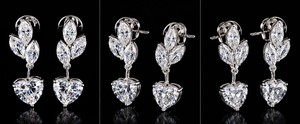 Pendientes de Diamantes Cultivados en Laboratorio con Corte Corazón Romántico, Engaste de Bisel, Chapados en Rodio y Oro, para Mujer, Regalo de Boda, Joyería - Product Image 3