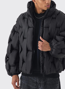 Wholesale Your Own Custom Brand <b>Men's</b> Winter Casual Quilted Hooded Waterproof Windproof <b>Jacket</b> 100% Polyester Shell Cotton - Product Image 3