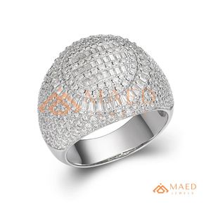 Moissanite <b>Ring</b> <b>Men</b> Hip Hop Sterling Silver Oval Halo Baguette <b>Ring</b> Iced Out Luxury Statement Jewelry Gift - Product Image 6