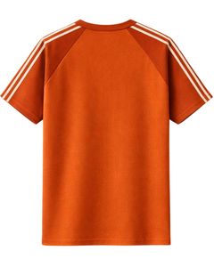 T-shirt à manches raglan orange et blanc pour homme, décontracté, été, col rond, épaules rayées, respirant, mélange de coton, doux et confortable à porter - Product Image 2