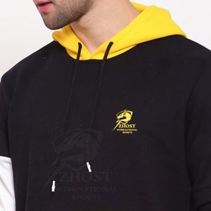 Sweat-shirt à capuche ZHOST pour homme, coupe classique, imprimé logo frontal, coupe-vent, poche, 100 % coton, streetwear automne, vierge - Product Image 4