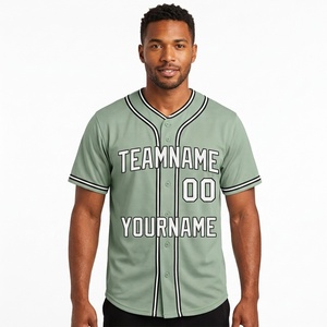 Custom Men's Green Baseball Jersey <b>Short</b> Sleeve <b>Mesh</b> Breathable Button Front Team Name Print Regular Fit All Seasons Apparel - Product Image 1