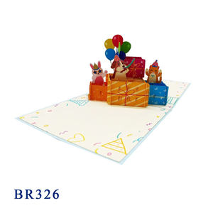 Meilleur prix - Carte pop-up Joyeux Anniversaire pour chiens et chats - Faite à la main - Design moderne multifonctionnel - Artisanat en papier vietnamien - Product Image 3