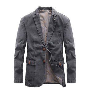 High Quality Men's Winter 100% Cotton Black <b>Vintage</b> <b>Denim</b> <b>Jacket</b> with Custom Printed Embroidery Front Logo - Product Image 2