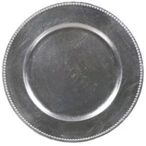 Assiette de présentation de luxe en métal argenté cannelé, durable, ronde et festonnée, pour la décoration de mariages et les fournitures d'événements et de fêtes - Product Image 3