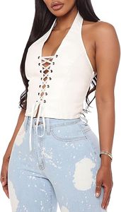 Top de Cuero Estilo Punk para Mujer, Chaleco Corto sin Mangas, Ajustado, Personalizado, de Cuero Genuino, Estilo Biker - Product Image 2